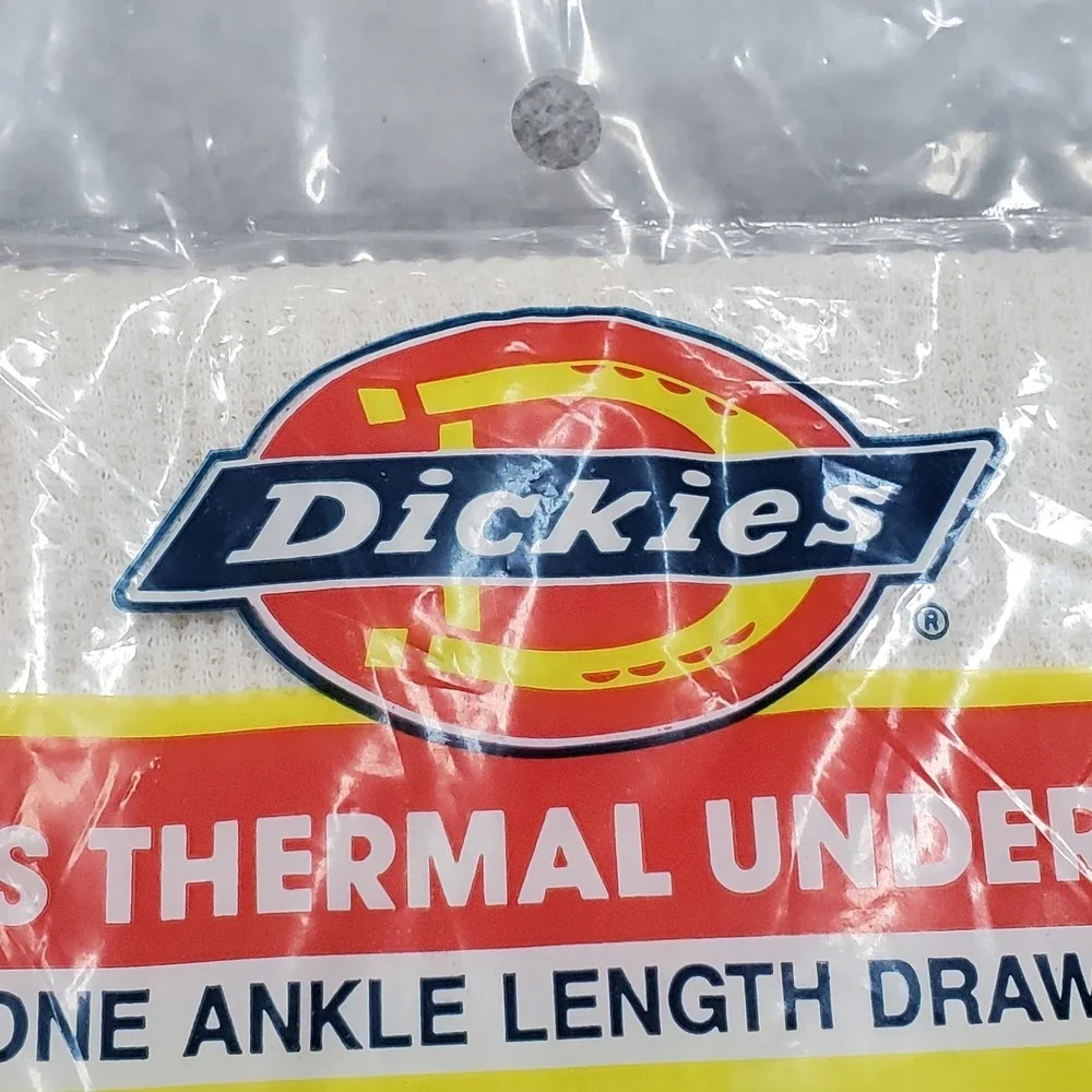 VINTAGE Dickies Men Thermal Medium White Underwear Ankle Length Knit NWT